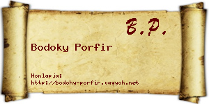 Bodoky Porfir névjegykártya